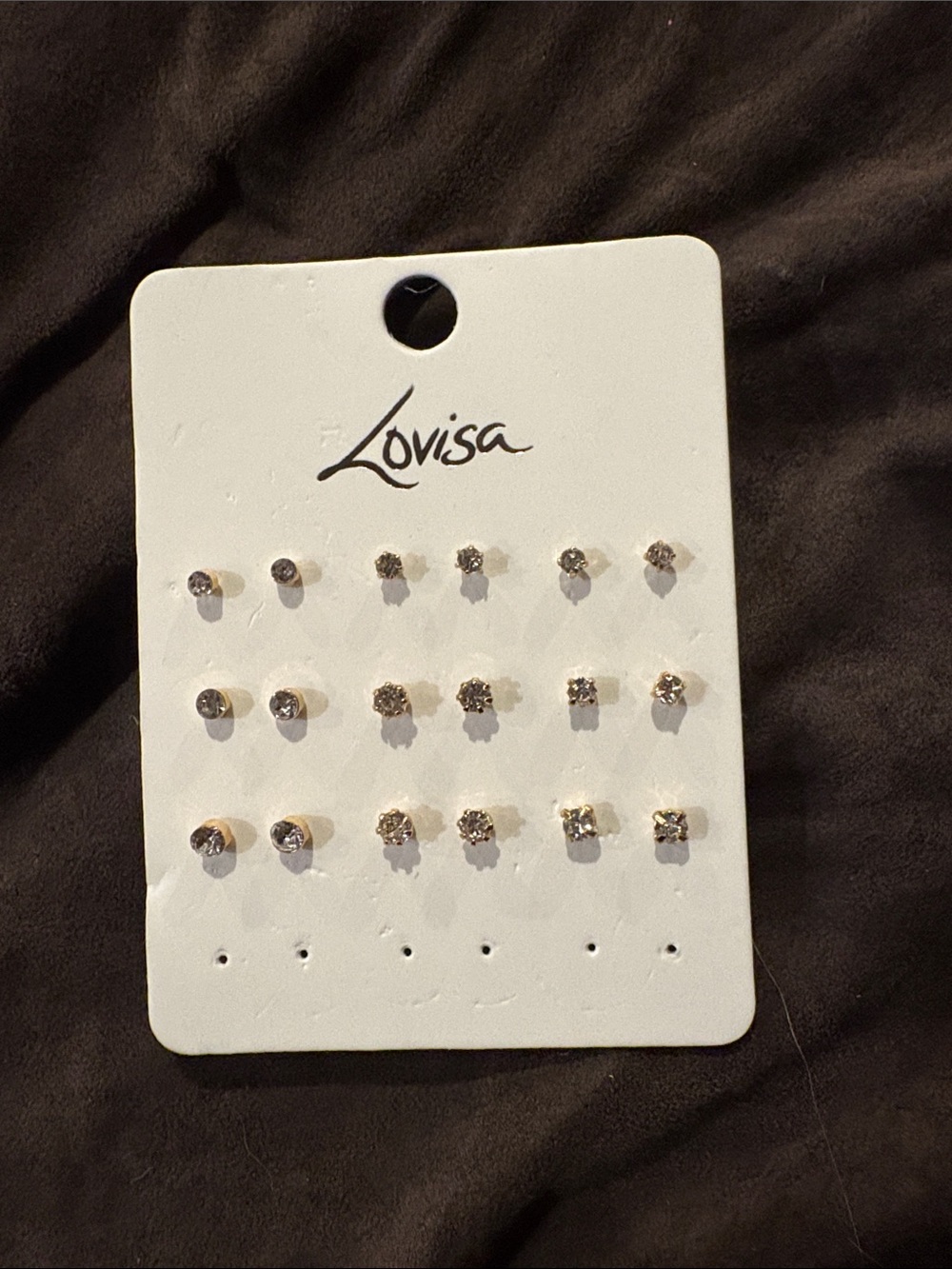 Gold Crystal Stud Earring Set - 9 pairs